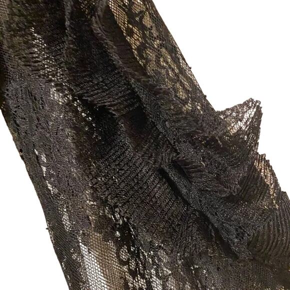 Sweet Rain Women’s Black Floral Lace Ruffle Long Sleeve Top Blouse Shirt Small - Picture 6 of 8